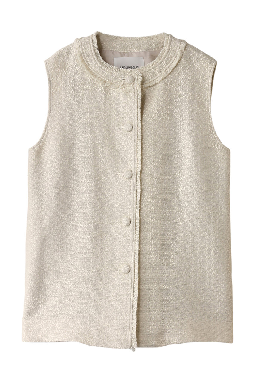 ミディウミソリッド/MIDIUMISOLIDのtweed c/neck gilet ジレ(ivory/3-172078)