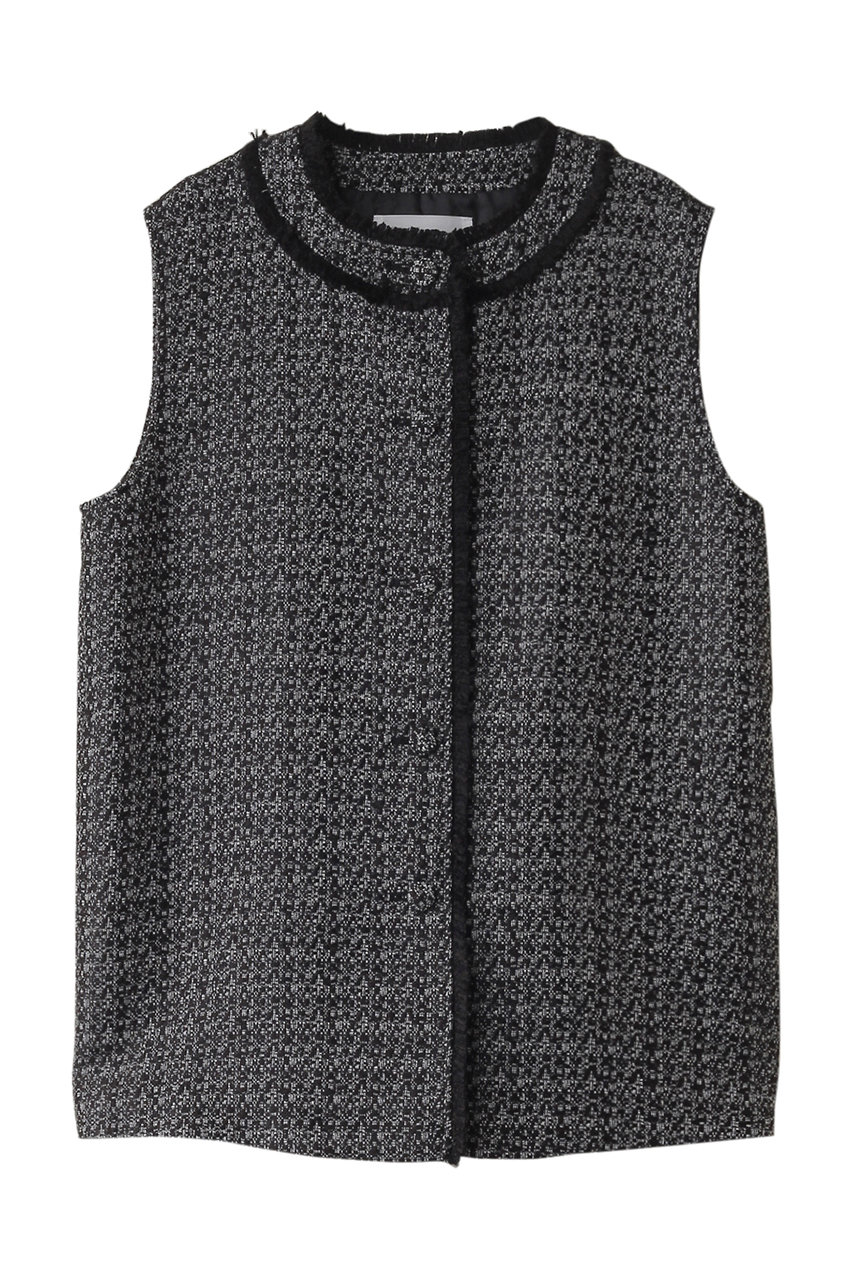 ミディウミソリッド/MIDIUMISOLIDのtweed c/neck gilet ジレ(black/3-172078)