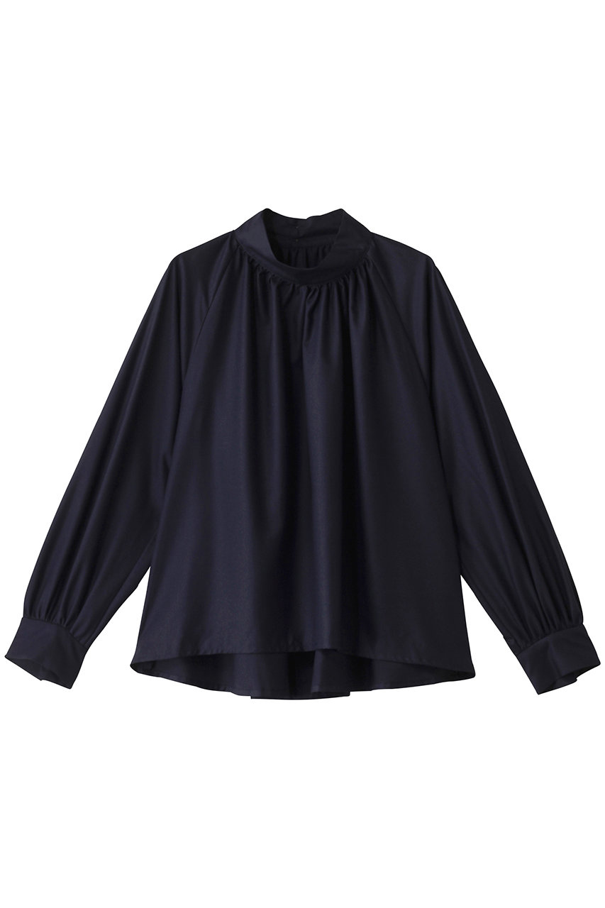 ミディウミソリッド/MIDIUMISOLIDのh/neck gathered blouse.S ブラウス(navy/4-132187)