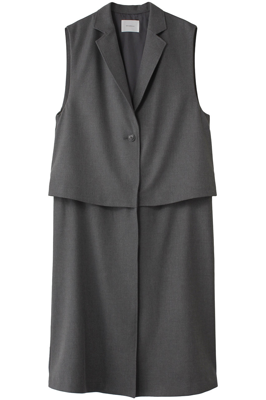 ミディウミソリッド/MIDIUMISOLIDのlayered long gilet.M ジレ(c.gray/4-152136)