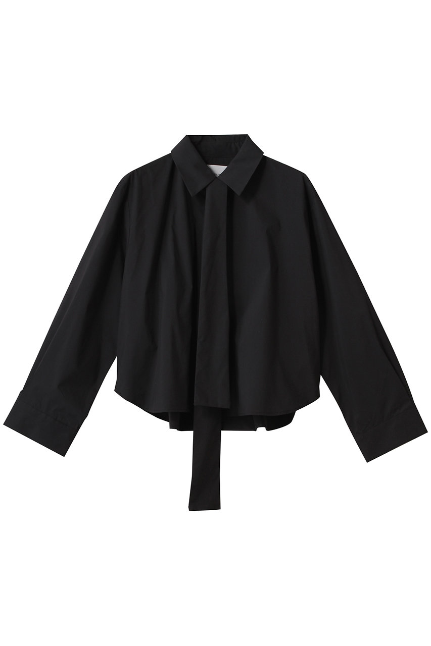 ミディウミソリッド/MIDIUMISOLIDのtie neck shirt.M シャツ(black/1-132195)