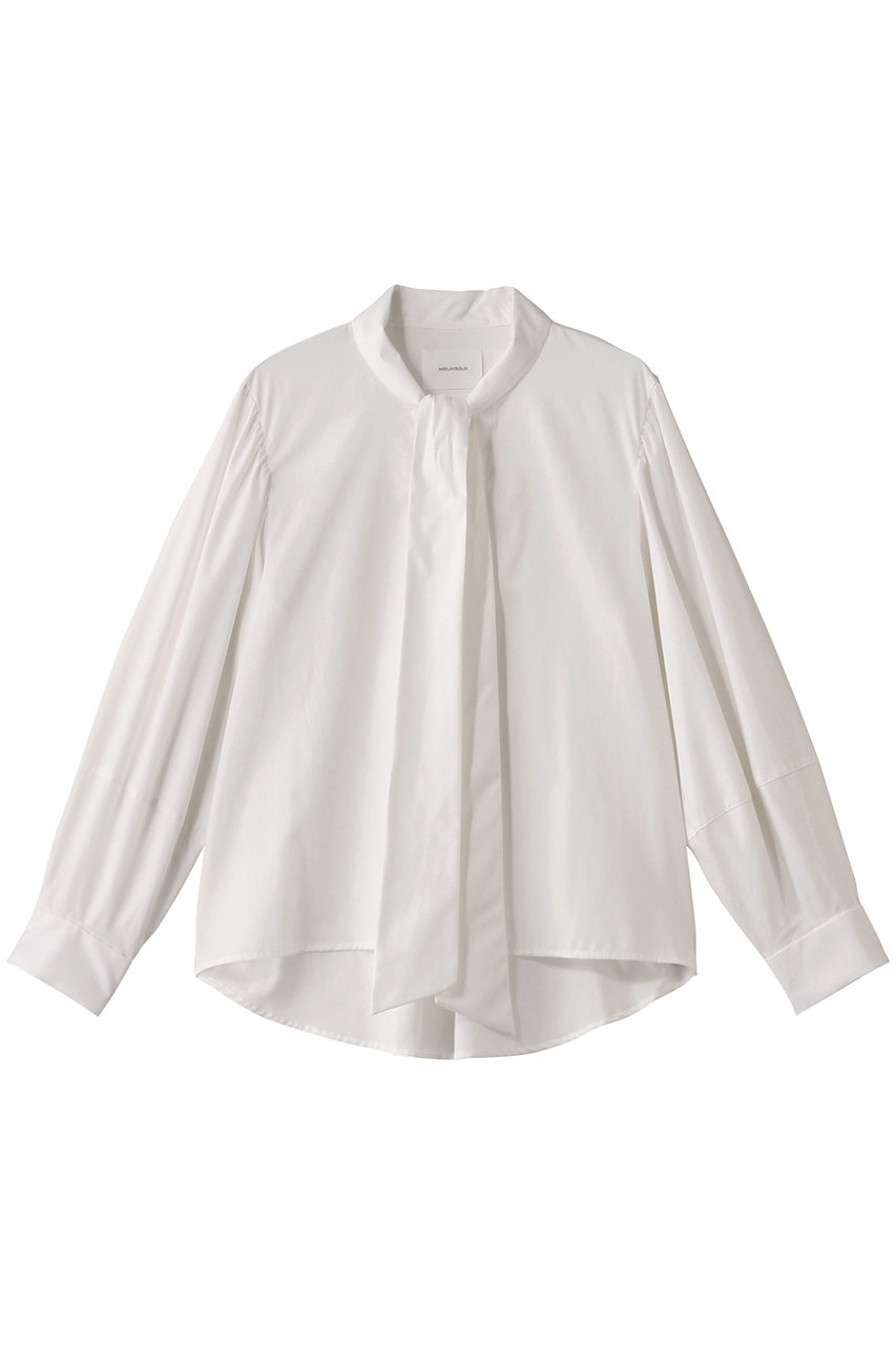 ミディウミソリッド/MIDIUMISOLIDのribbon tie shirt.S シャツ(off white/1-132186)