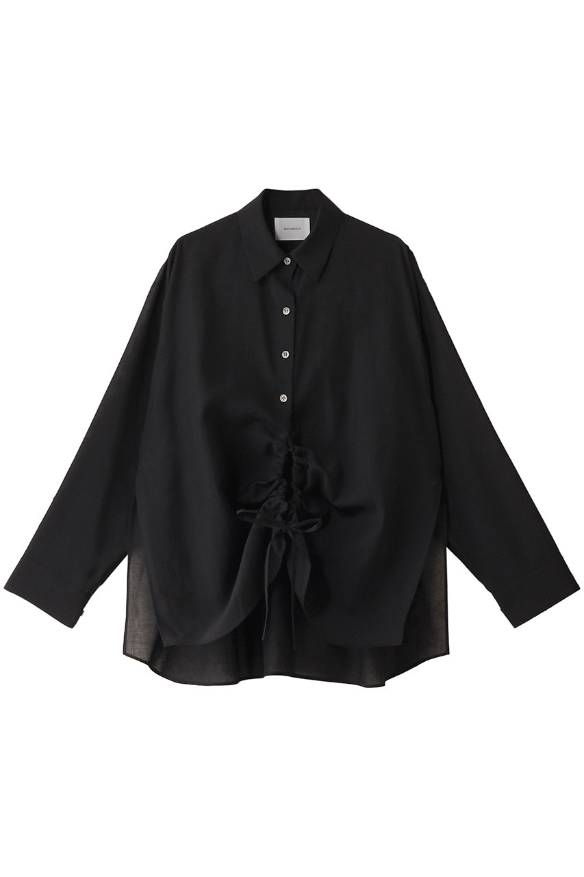 ミディウミソリッド/MIDIUMISOLIDのdrawstring shirt.S シャツ(black/1-132203)