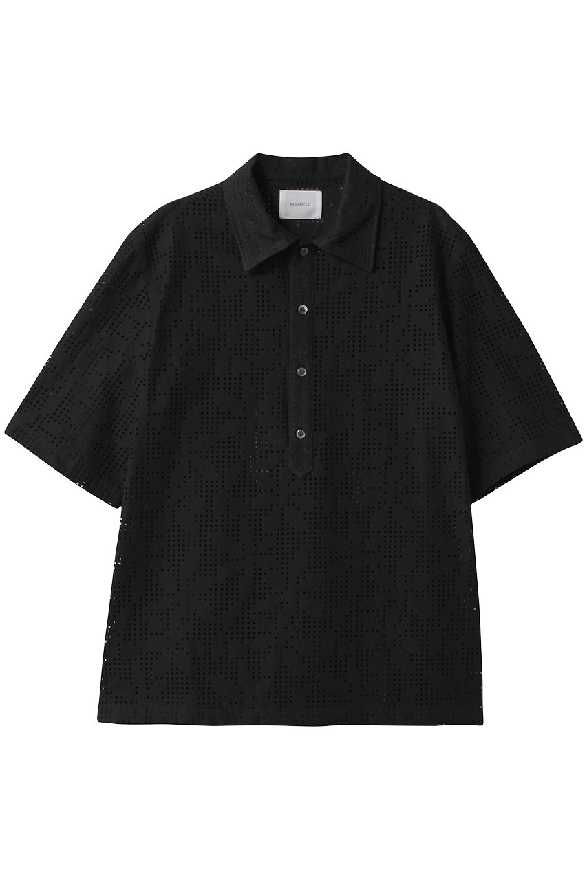 MIDIUMISOLID 【MEN】lace polo-shirt ポロシャツ (black, 48) ミディウミソリッド ELLE SHOP MIDIUMISOLID 【MEN】lace polo-shirt ポロシャツ (black, 48) ミディウミソリッド ELLE SHOP