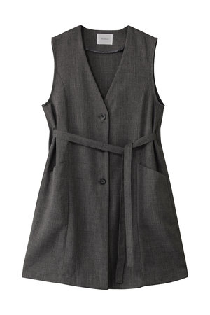 ミディウミソリッド/MIDIUMISOLIDのA-line no collar long gilet.S ジレ(110800/110806)