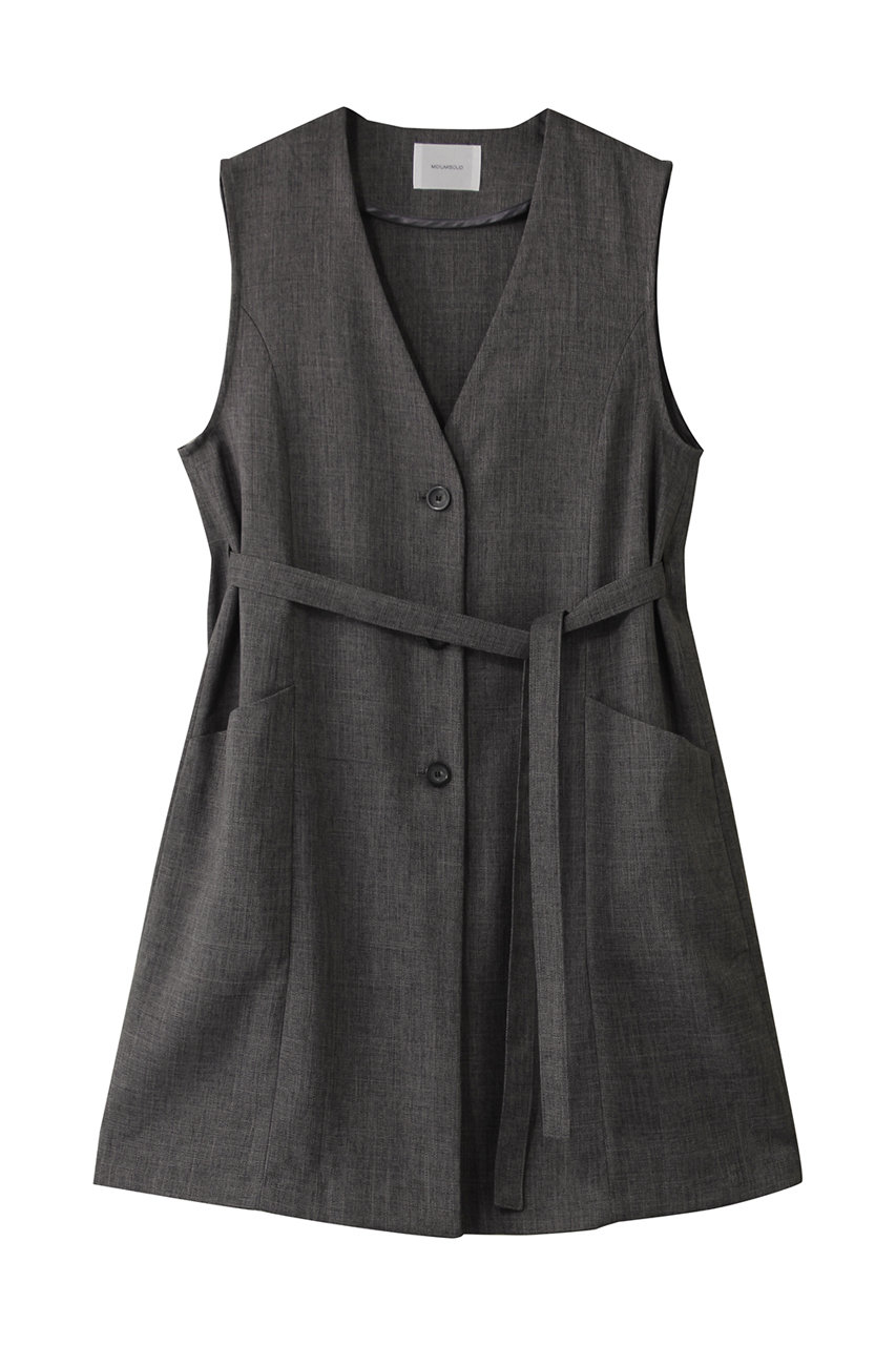 MIDIUMISOLID A-line no collar long gilet.S ジレ (c.gray, F) ミディウミソリッド ELLE SHOP MIDIUMISOLID A-line no collar long gilet.S ジレ (c.gray, F) ミディウミソリッド ELLE SHOP