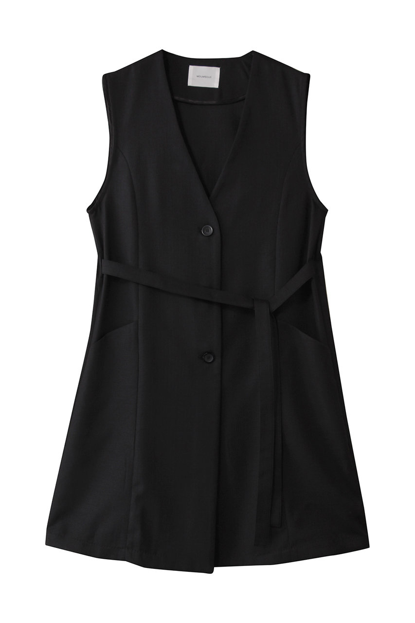 MIDIUMISOLID A-line no collar long gilet.S ジレ (black, F) ミディウミソリッド ELLE SHOP MIDIUMISOLID A-line no collar long gilet.S ジレ (black, F) ミディウミソリッド ELLE SHOP