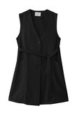 A-line no collar long gilet.S ジレ
