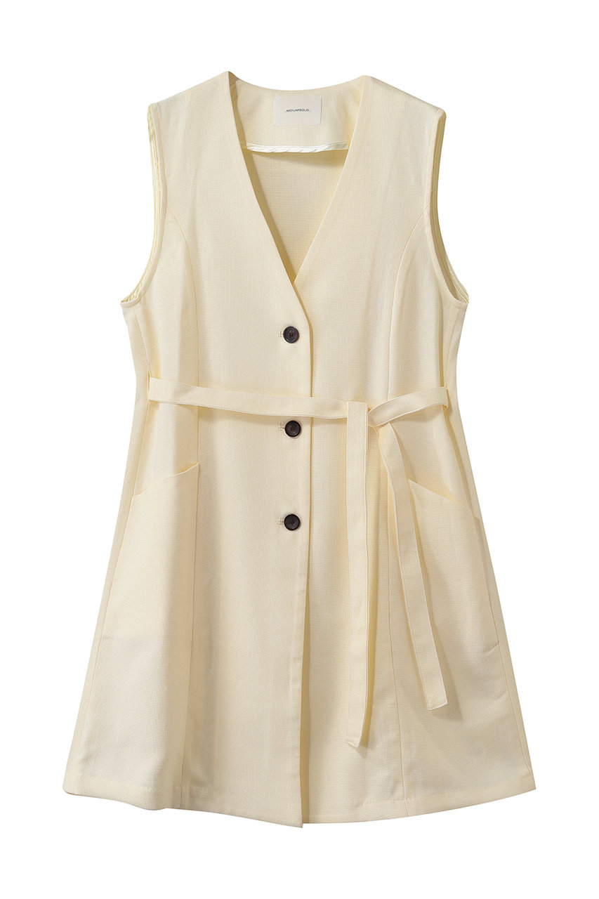 ミディウミソリッド/MIDIUMISOLIDのA-line no collar long gilet.S ジレ(ivory/2-132202)