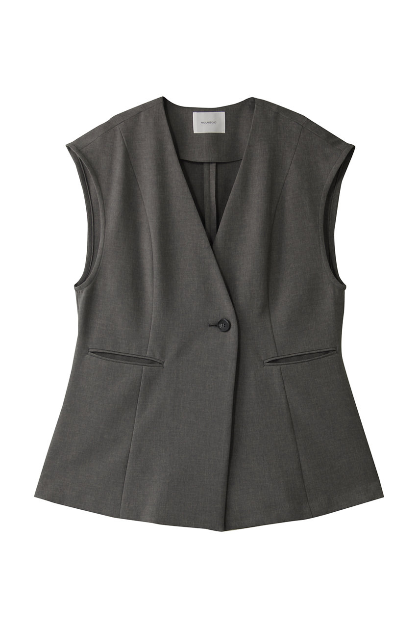 MIDIUMISOLID no collar vest.M ベスト (gray, F) ミディウミソリッド ELLE SHOP MIDIUMISOLID no collar vest.M ベスト (gray, F) ミディウミソリッド ELLE SHOP