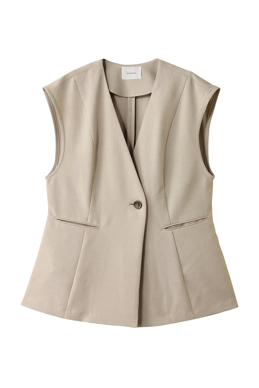 MIDIUMISOLID no collar vest.M ベスト (beige, F) ミディウミソリッド ELLE SHOP MIDIUMISOLID no collar vest.M ベスト (beige, F) ミディウミソリッド ELLE SHOP