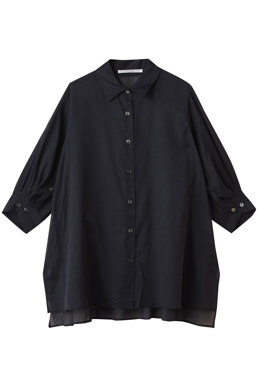 MIDIUMISOLID sheer slit slv tunic shirt.S シャツ (navy, F) ミディウミソリッド ELLE SHOP MIDIUMISOLID sheer slit slv tunic shirt.S シャツ (navy, F) ミディウミソリッド ELLE SHOP