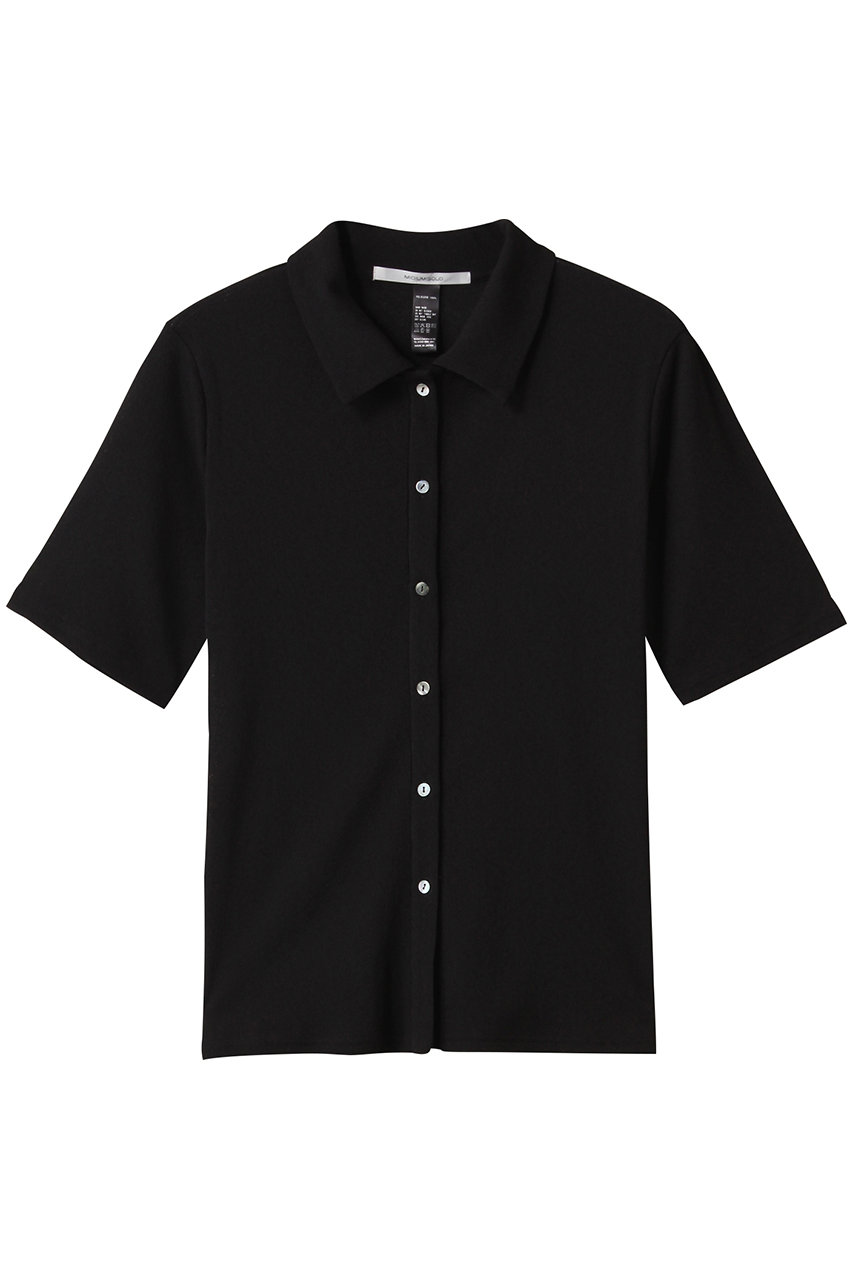 MIDIUMISOLID sheer compact polo shirt.S シャツ (black, F) ミディウミソリッド ELLE SHOP MIDIUMISOLID sheer compact polo shirt.S シャツ (black, F) ミディウミソリッド ELLE SHOP
