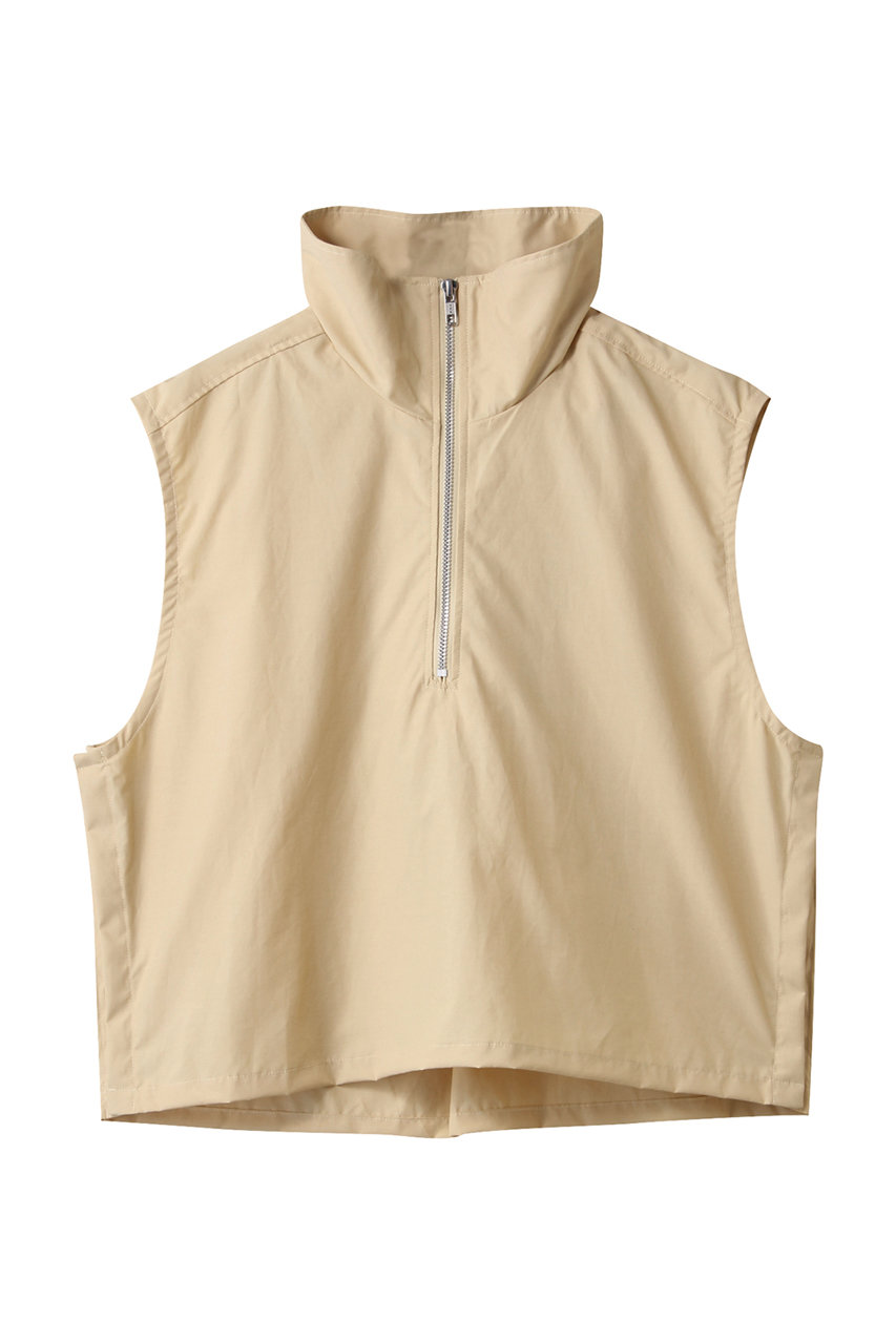 MIDIUMISOLID C/Ny high neck zip vest.M ベスト (beige, F) ミディウミソリッド ELLE SHOP MIDIUMISOLID C/Ny high neck zip vest.M ベスト (beige, F) ミディウミソリッド ELLE SHOP