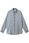 【MEN】sheer check shirt シャツ ミディウミソリッド/MIDIUMISOLID l.blue