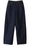 barrel leg wide denim デニム ミディウミソリッド/MIDIUMISOLID navy