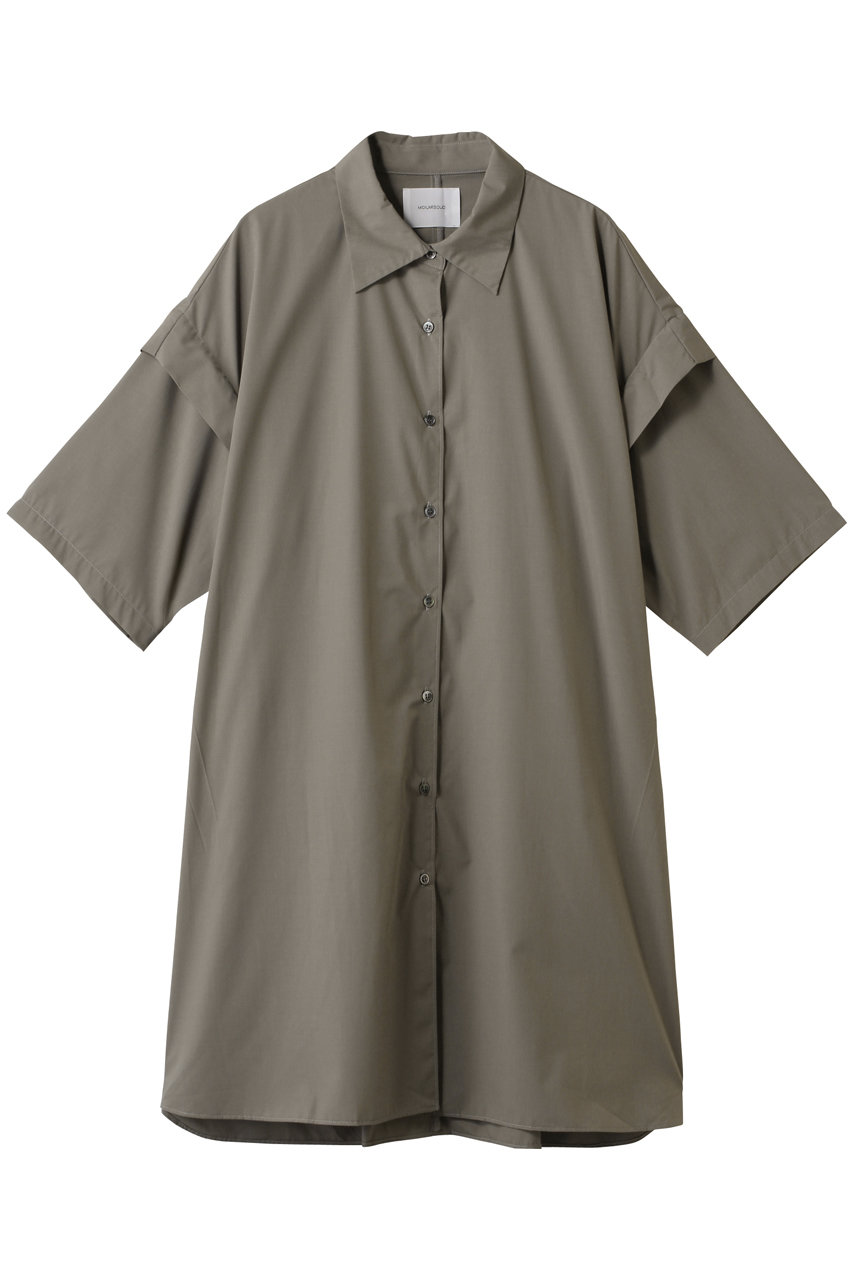 MIDIUMISOLID tuck shoulder wide shirt.S シャツ (khaki, F) ミディウミソリッド ELLE SHOP MIDIUMISOLID tuck shoulder wide shirt.S シャツ (khaki, F) ミディウミソリッド ELLE SHOP
