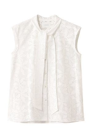 ミディウミソリッド/MIDIUMISOLIDのlace bow-tie n/slv blouse ブラウス(110400/110401)