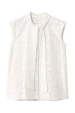 lace bow-tie n/slv blouse ブラウス