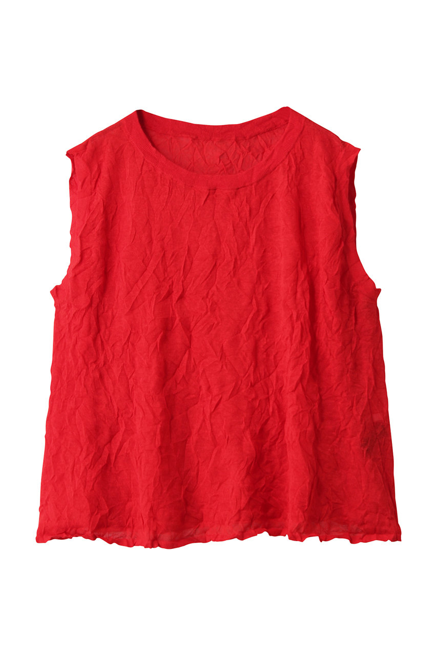 MIDIUMISOLID sheer washer vest ベスト (red, F) ミディウミソリッド ELLE SHOP