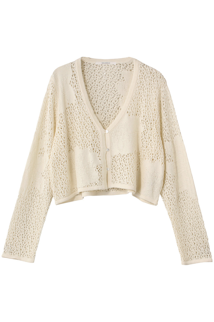 MIDIUMISOLID lace mesh CD カーディガン (off white, F) ミディウミソリッド ELLE SHOP MIDIUMISOLID lace mesh CD カーディガン (off white, F) ミディウミソリッド ELLE SHOP