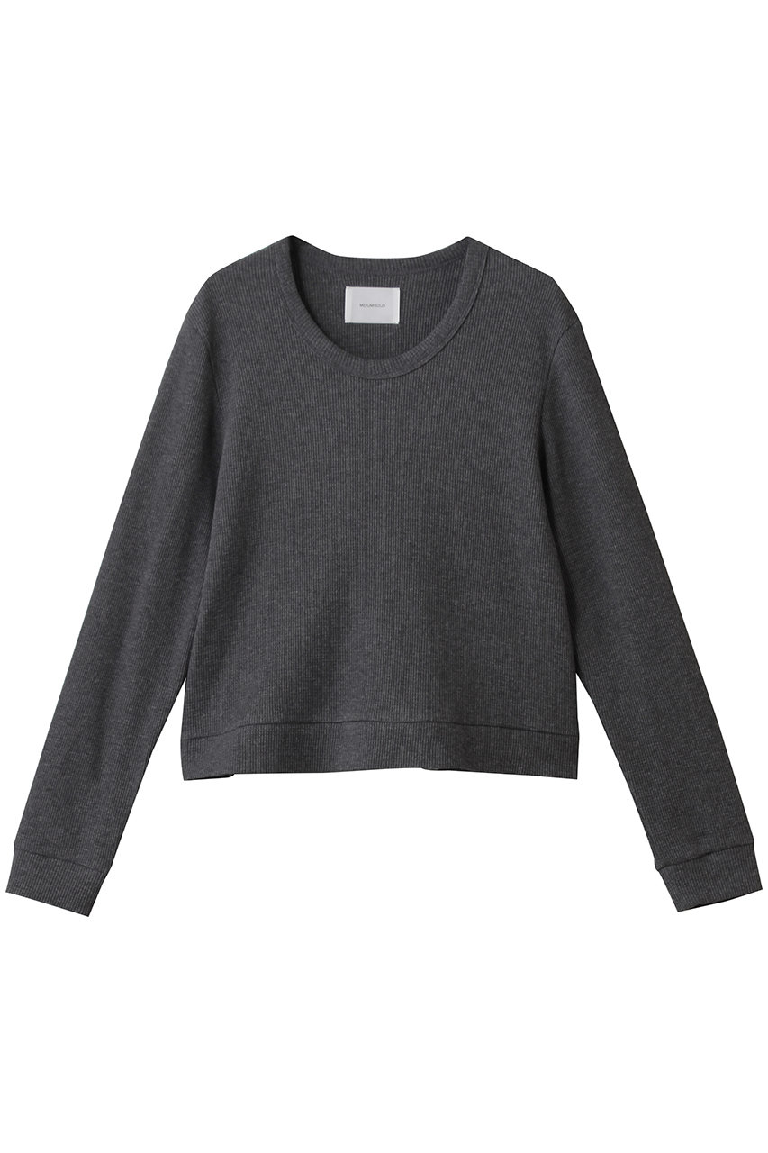MIDIUMISOLID u neck waffle PO プルオーバー (gray, F) ミディウミソリッド ELLE SHOP