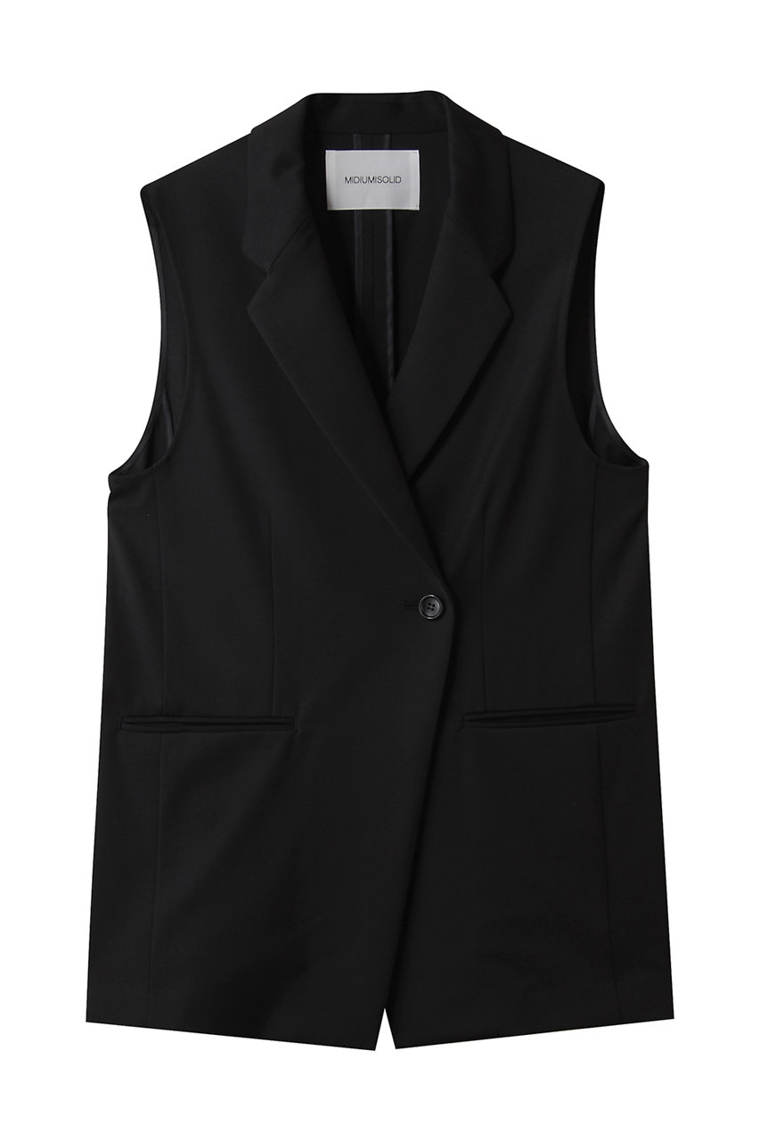 MIDIUMISOLID waist shape tailored gillet ジレ (black, F) ミディウミソリッド ELLE SHOP MIDIUMISOLID waist shape tailored gillet ジレ (black, F) ミディウミソリッド ELLE SHOP