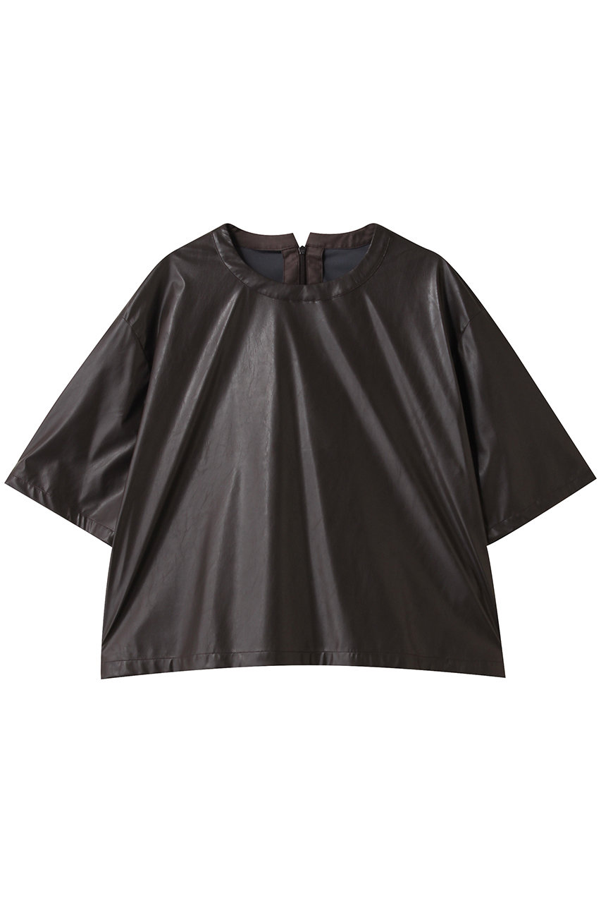 MIDIUMISOLID synthetic leather tops トップス (brown, F) ミディウミソリッド ELLE SHOP MIDIUMISOLID synthetic leather tops トップス (brown, F) ミディウミソリッド ELLE SHOP
