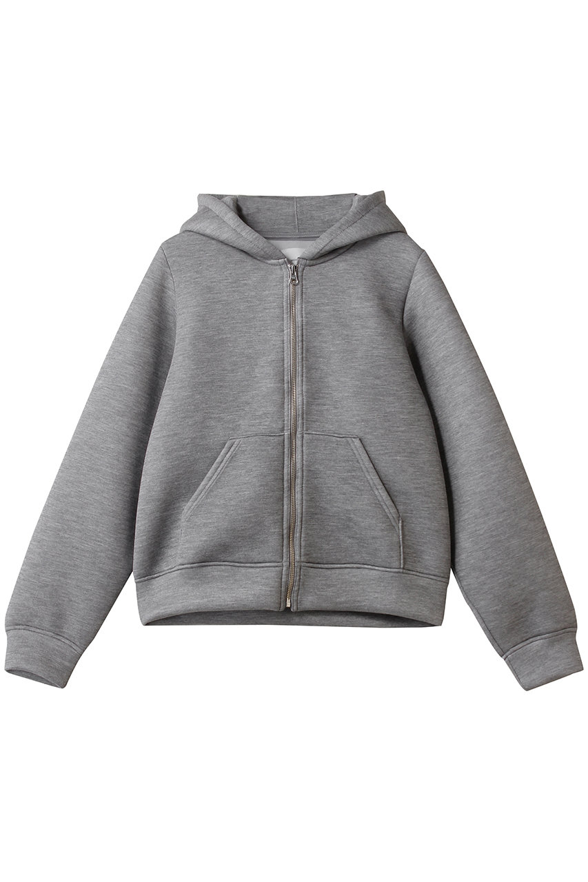 MIDIUMISOLID sheer double-knit zip hoodie フーディー (l.gray, F) ミディウミソリッド ELLE SHOP MIDIUMISOLID sheer double-knit zip hoodie フーディー (l.gray, F) ミディウミソリッド ELLE SHOP
