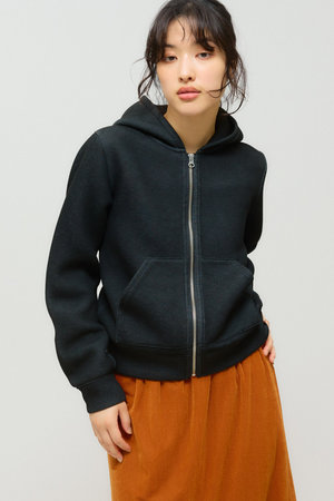ミディウミソリッド/MIDIUMISOLIDのsheer double-knit zip hoodie フーディー(110100/110105)