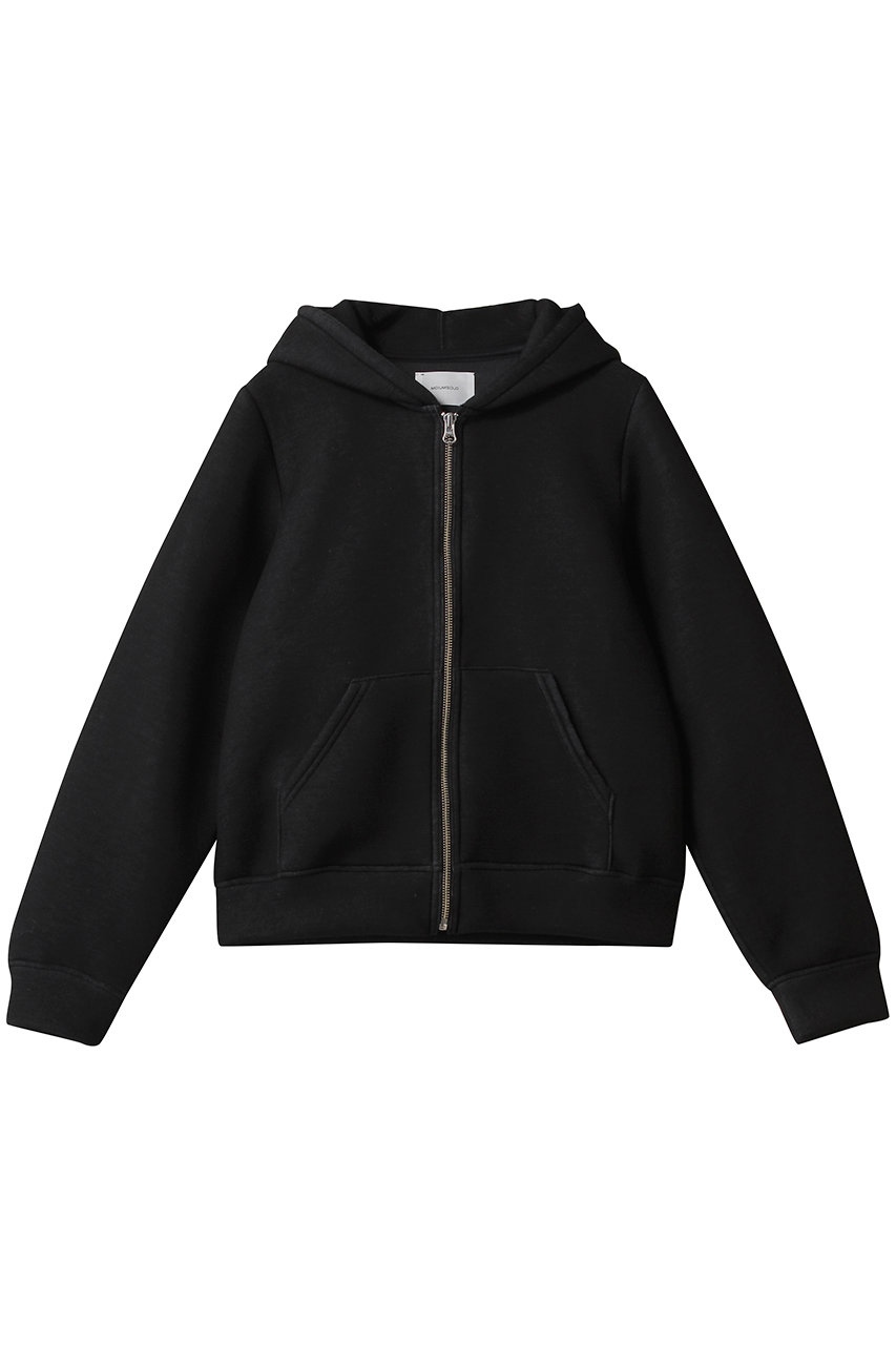 MIDIUMISOLID sheer double-knit zip hoodie フーディー (black, F) ミディウミソリッド ELLE SHOP MIDIUMISOLID sheer double-knit zip hoodie フーディー (black, F) ミディウミソリッド ELLE SHOP
