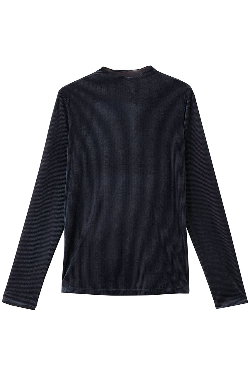 MIDIUMISOLID sheer velour rib tops トップ (navy, F) ミディウミソリッド ELLE SHOP