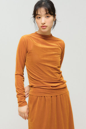 ミディウミソリッド/MIDIUMISOLIDのsheer velour rib tops トップ(110100/110103)