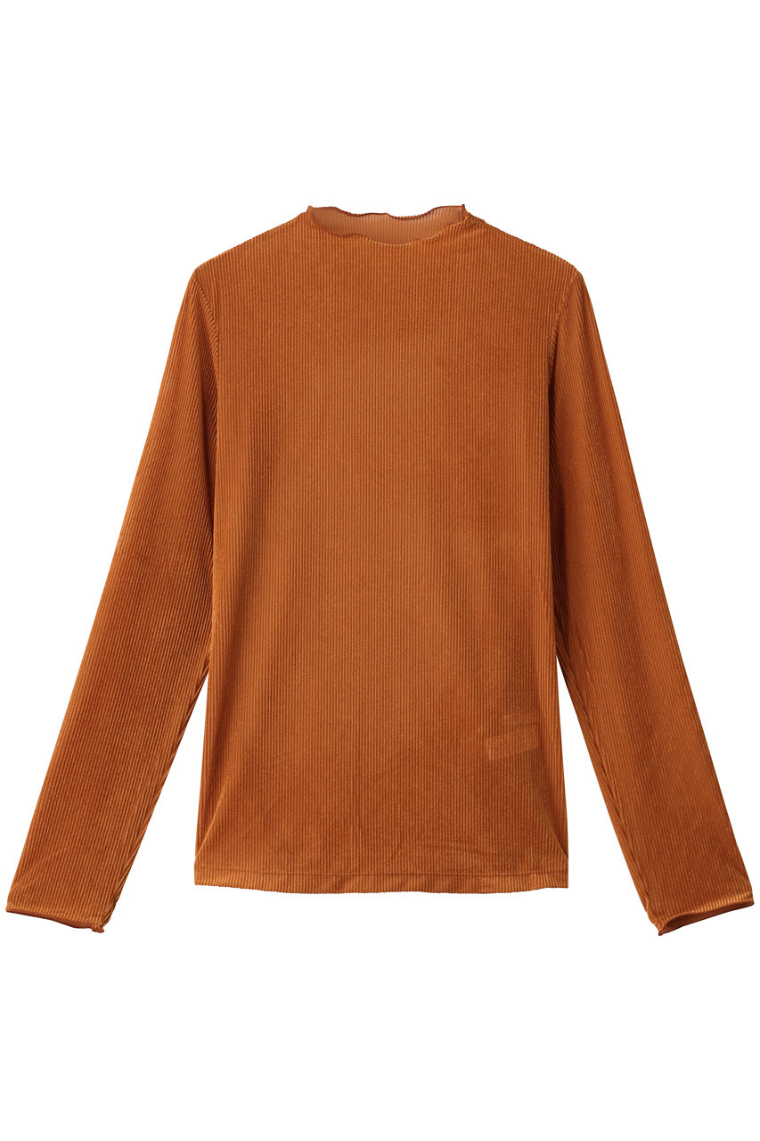 MIDIUMISOLID sheer velour rib tops トップ (orange, F) ミディウミソリッド ELLE SHOP MIDIUMISOLID sheer velour rib tops トップ (orange, F) ミディウミソリッド ELLE SHOP