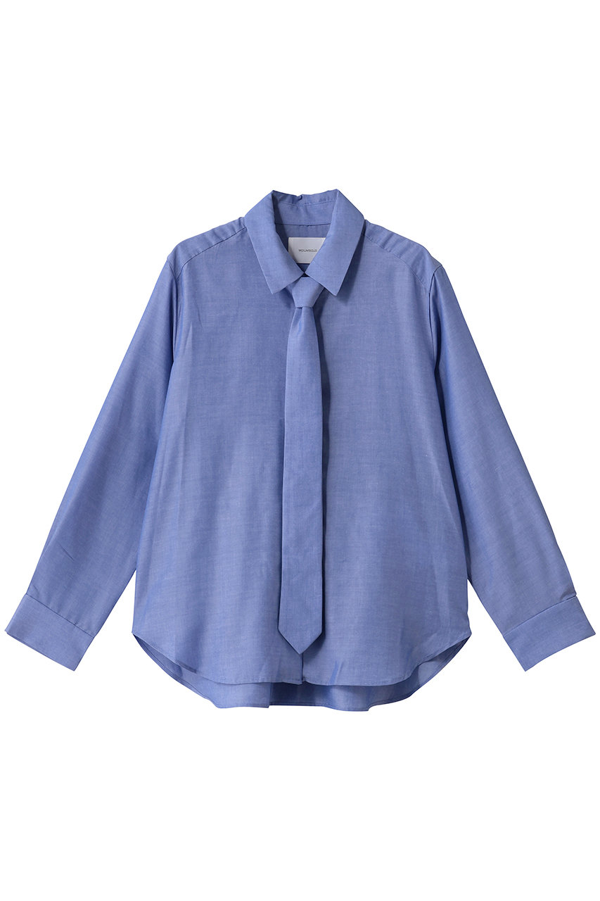MIDIUMISOLID regular collar shirt with tie シャツ (l.blue, F) ミディウミソリッド ELLE SHOP