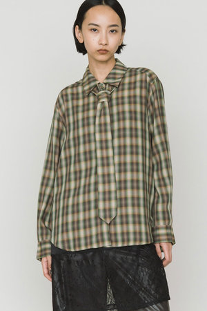 ミディウミソリッド/MIDIUMISOLIDのcheck regular collar shirt with tie シャツ(110400/110403)