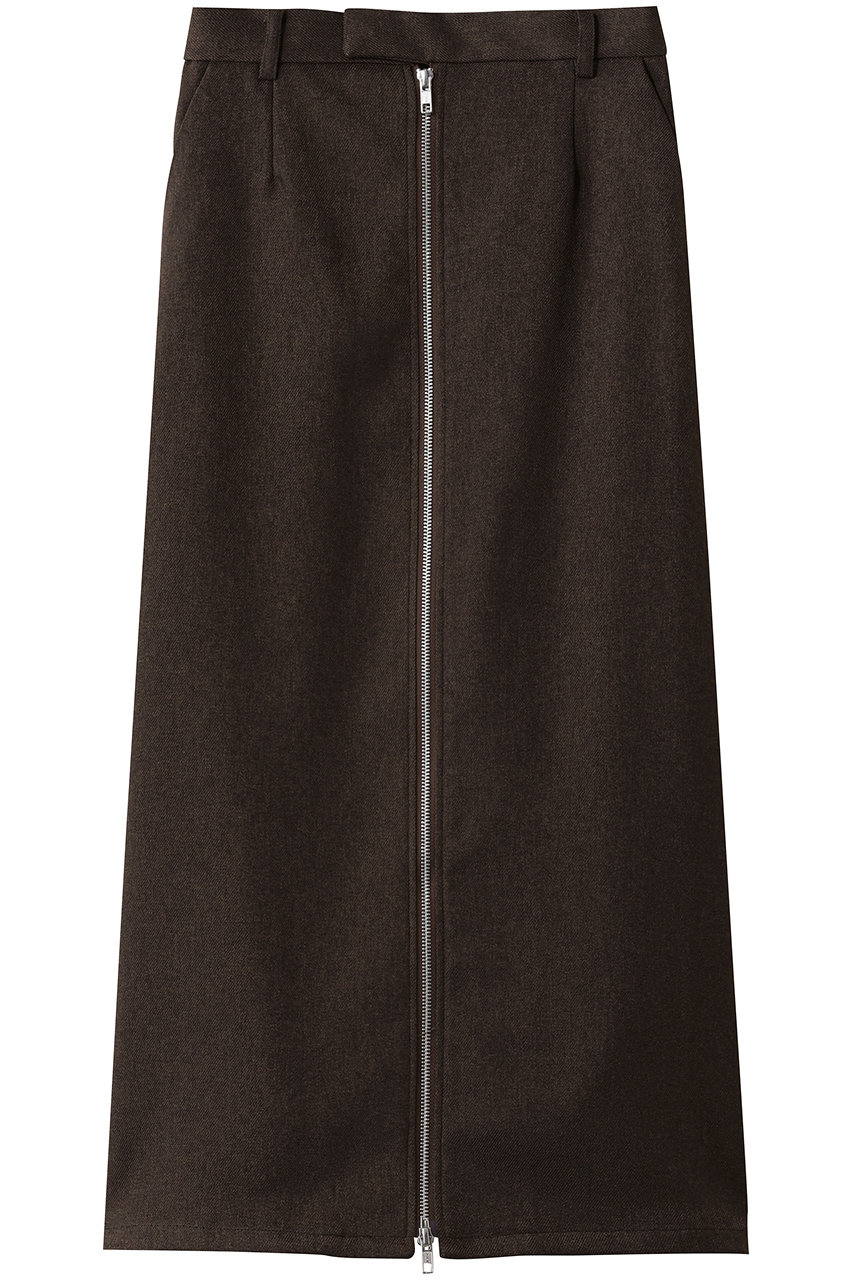 ミディウミソリッド/MIDIUMISOLIDのフロントジップスカート(brown/4-162196)