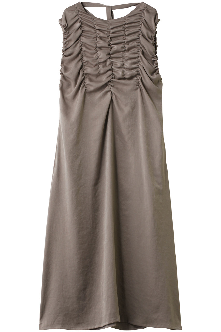 ミディウミソリッド/MIDIUMISOLIDのランダムシャーリングワンピース(beige/4-152166)