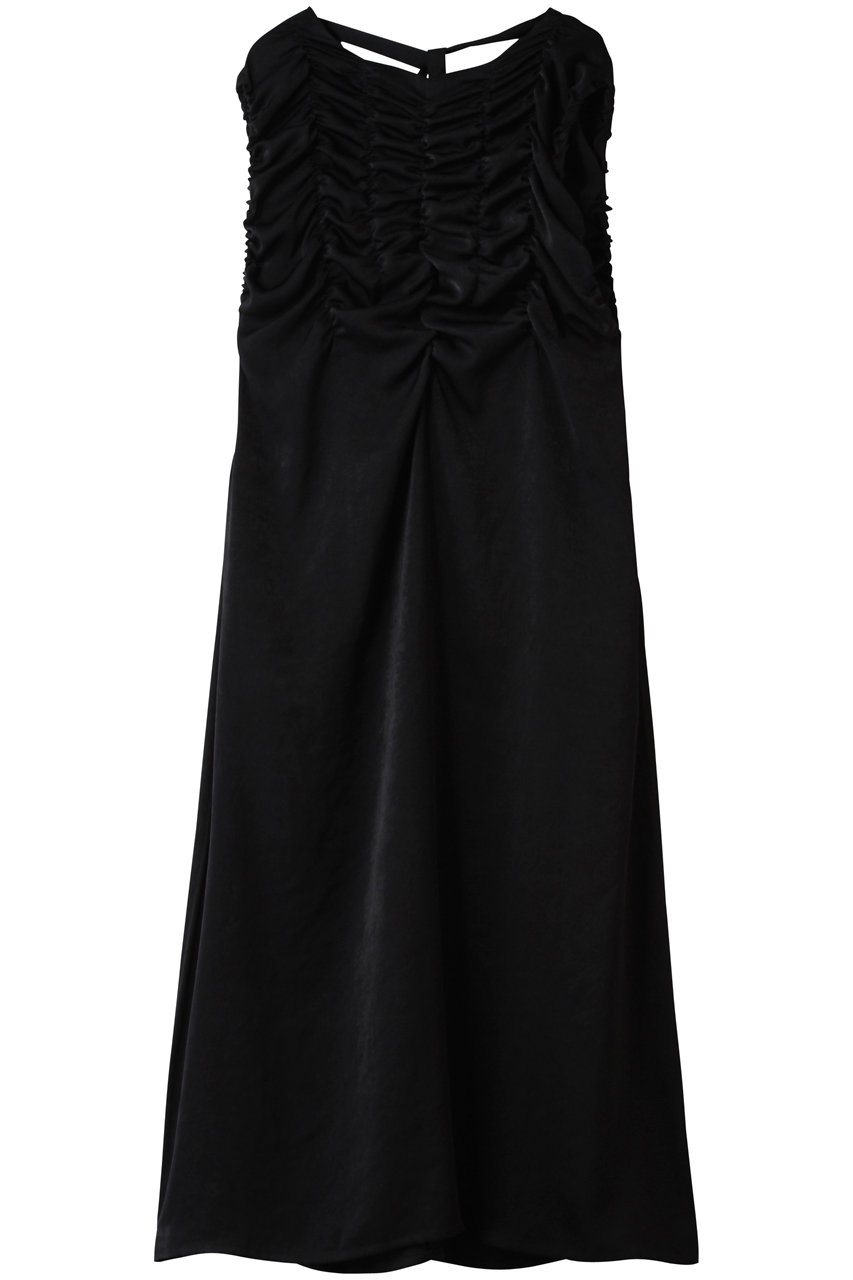 ミディウミソリッド/MIDIUMISOLIDのランダムシャーリングワンピース(black/4-152166)