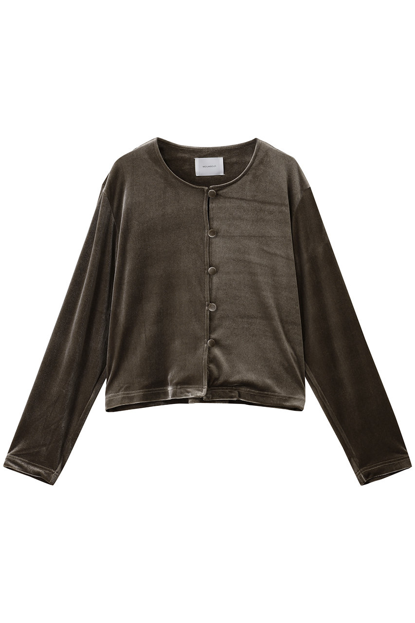 ミディウミソリッド/MIDIUMISOLIDのクルーネックベロアカーディガン(gray/4-112213)