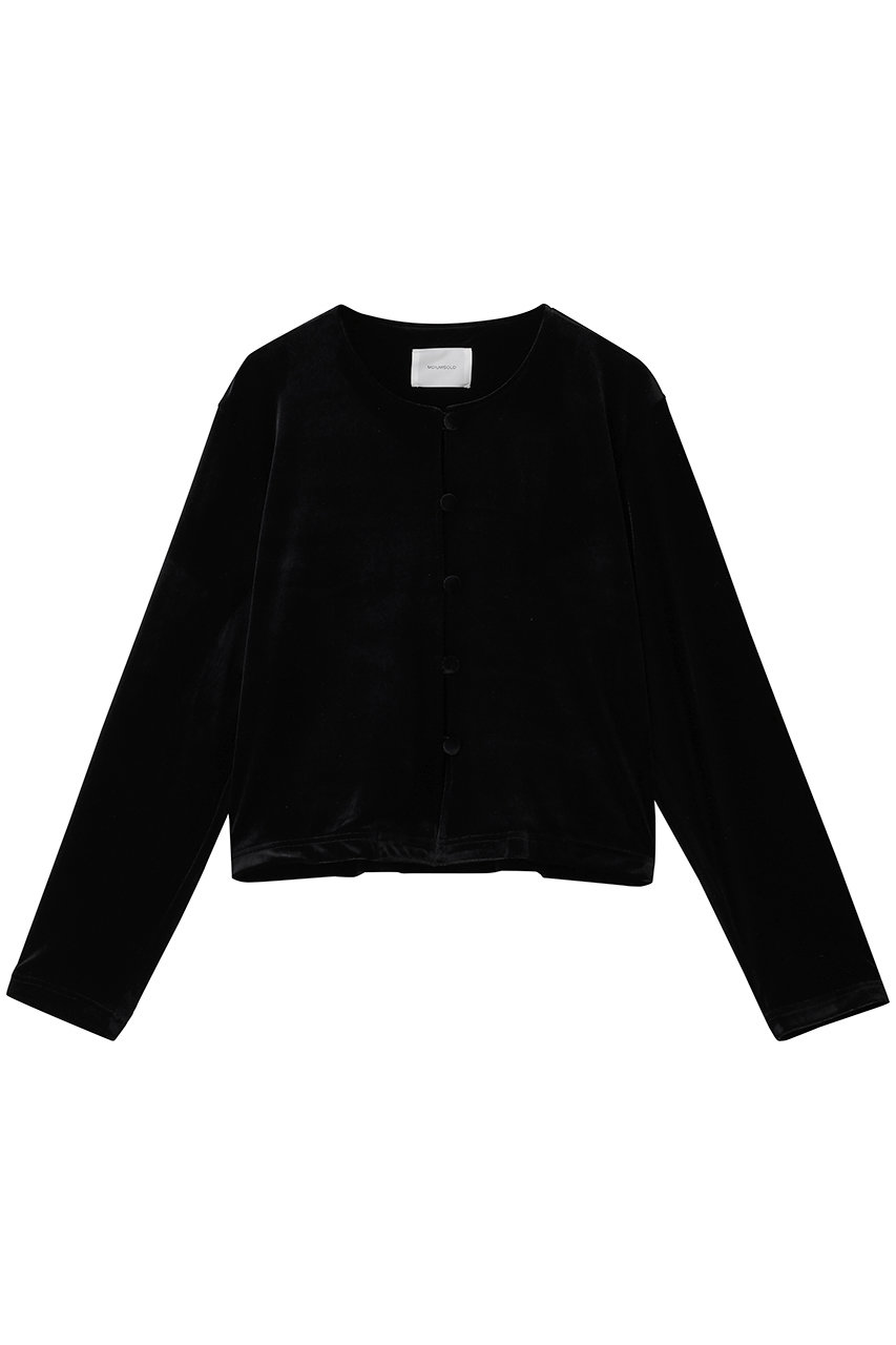 ミディウミソリッド/MIDIUMISOLIDのクルーネックベロアカーディガン(black/4-112213)