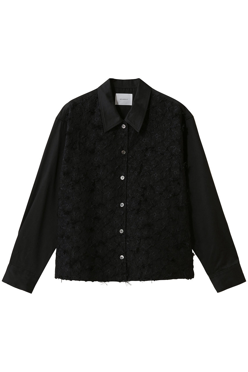 ミディウミソリッド/MIDIUMISOLIDのフロントジャカードシャツ(black/4-132232)