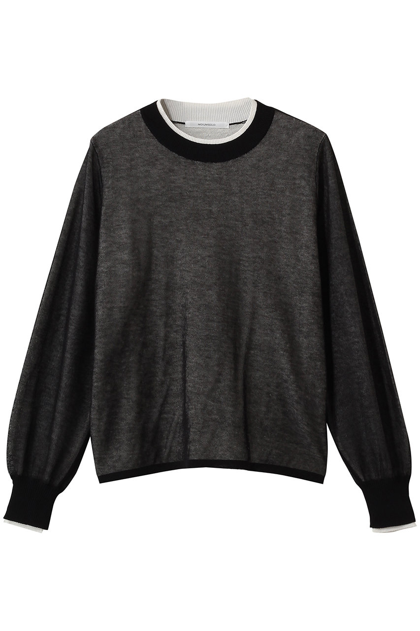 ミディウミソリッド/MIDIUMISOLIDのsheer layered crew neck P/O プルオーバー(black/1-122158)