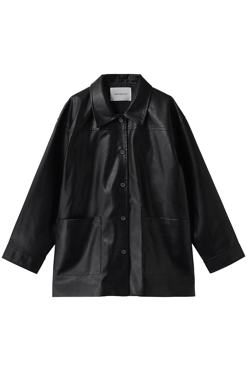 ミディウミソリッド/MIDIUMISOLIDのsynthetic leather over size blouson ブルゾン(black/1-172111)