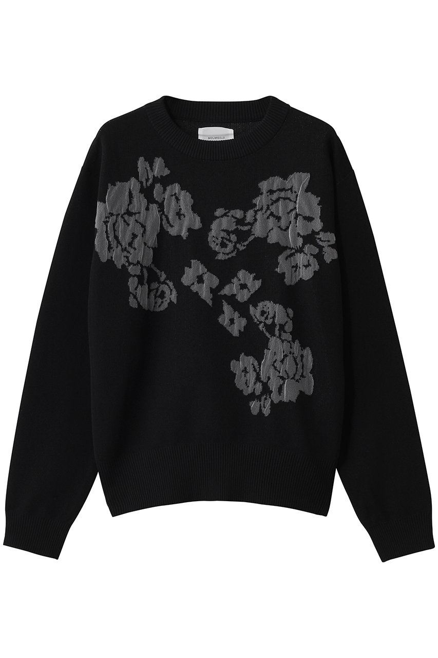 ミディウミソリッド/MIDIUMISOLIDのflower jacquard  P/O プルオーバー(black/1-122163)