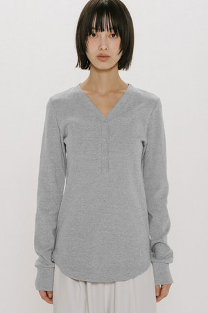 ミディウミソリッド/MIDIUMISOLIDのrib henley  neck P/O プルオーバー(110100/110103)