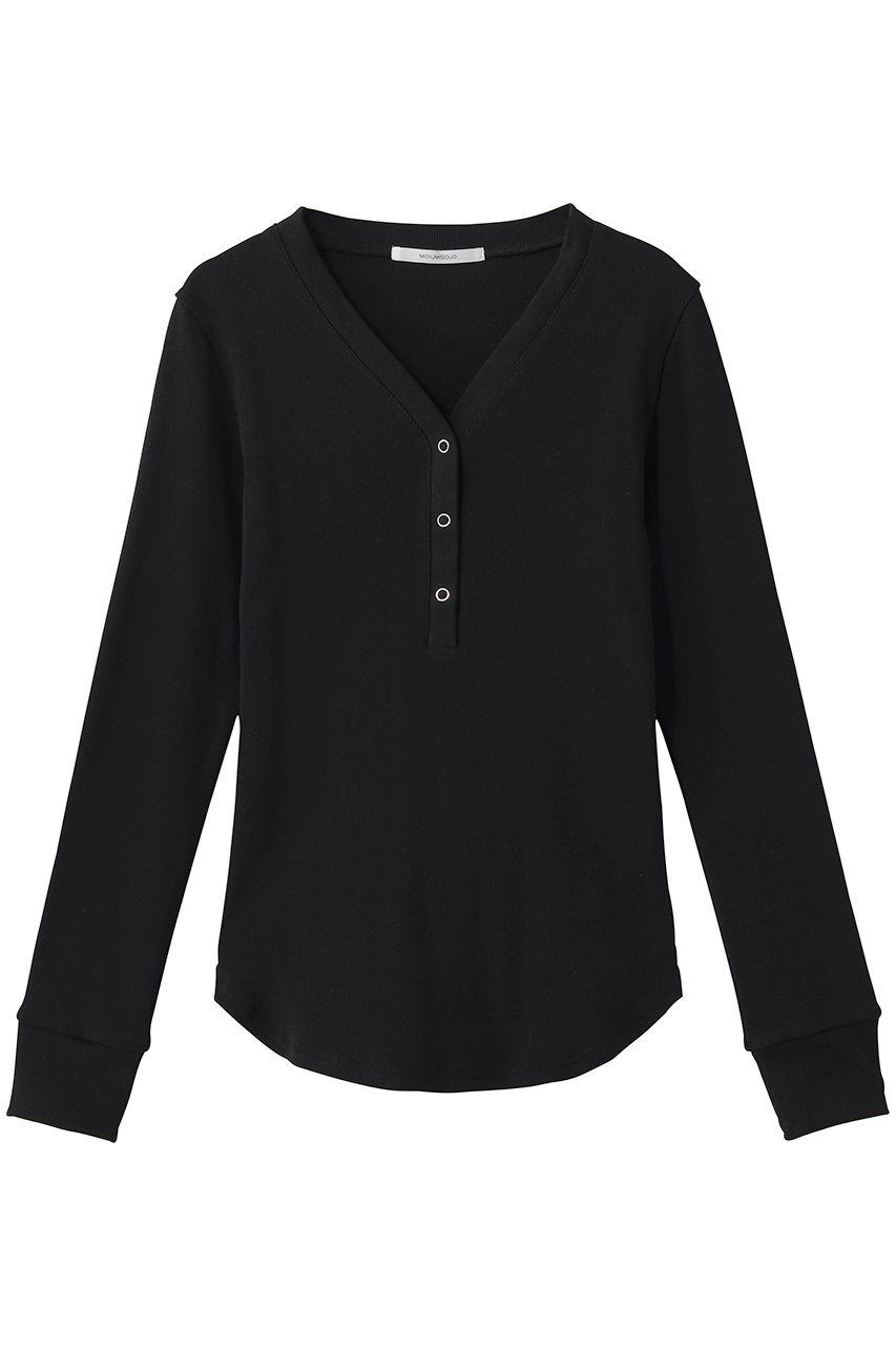 ミディウミソリッド/MIDIUMISOLIDのrib henley  neck P/O プルオーバー(black/1-112219)