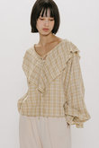 check big frill collar blouse ブラウス