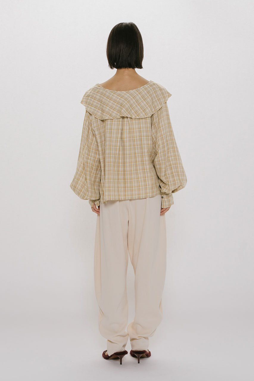 MIDIUMISOLID(ミディウミソリッド)｜check big frill collar blouse
