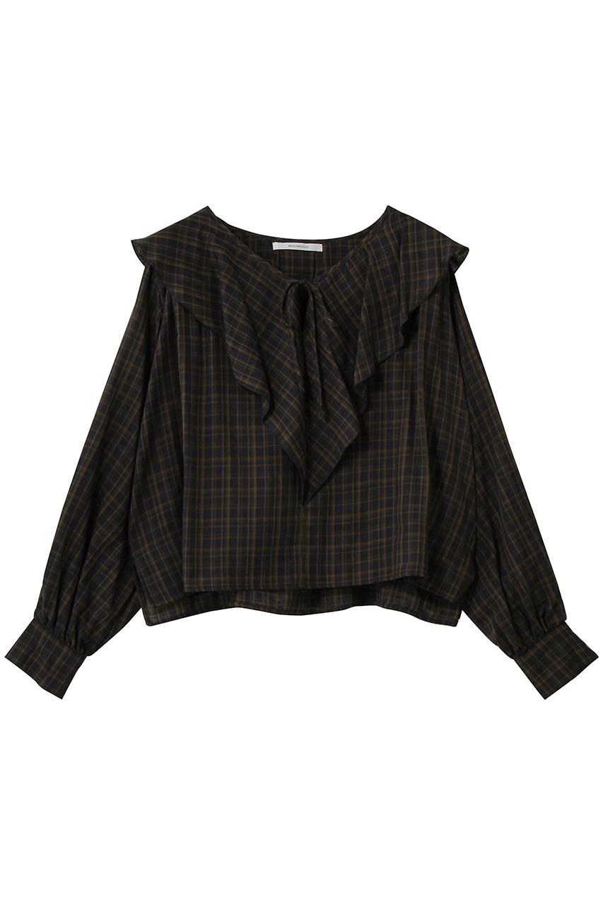 ミディウミソリッド/MIDIUMISOLIDのcheck big frill collar blouse ブラウス(brown/1-132247)